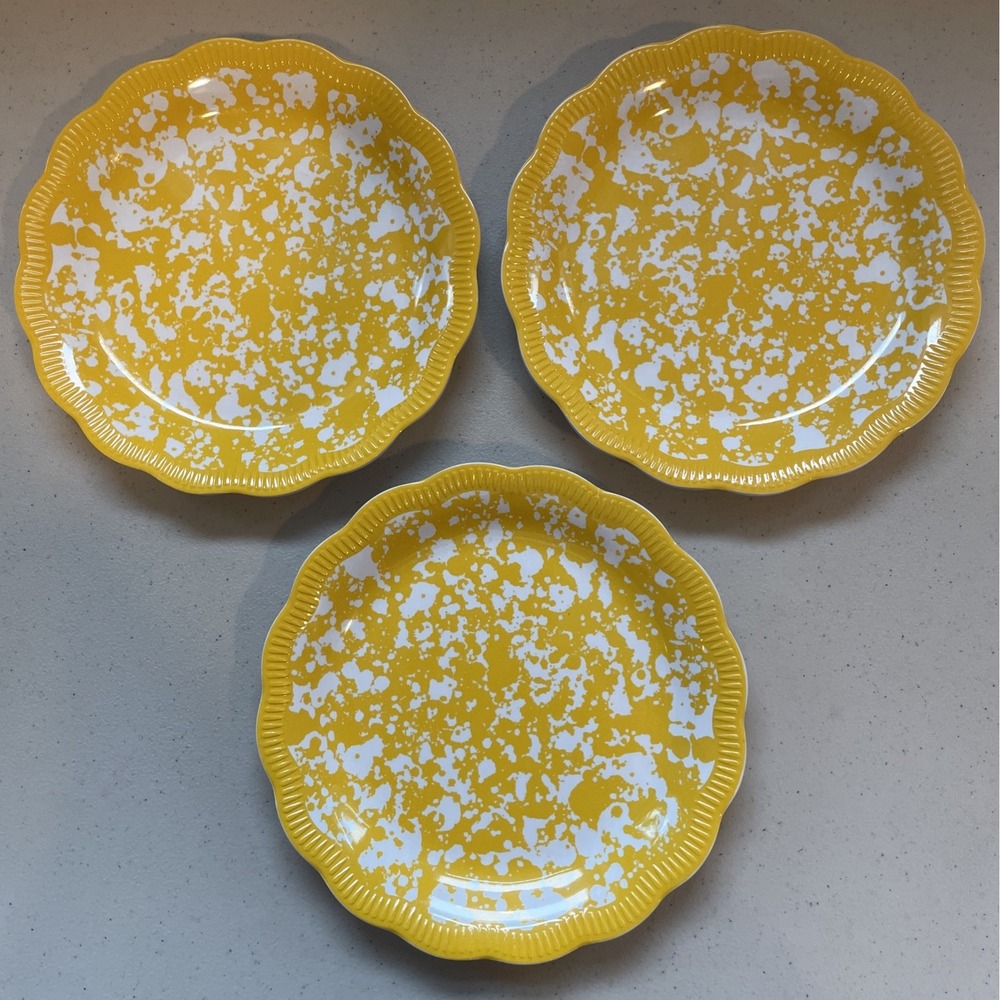 Pioneer Woman Country Splatter Yellow Melamine Appetizer Plate 6.5" Set of 3 NEW